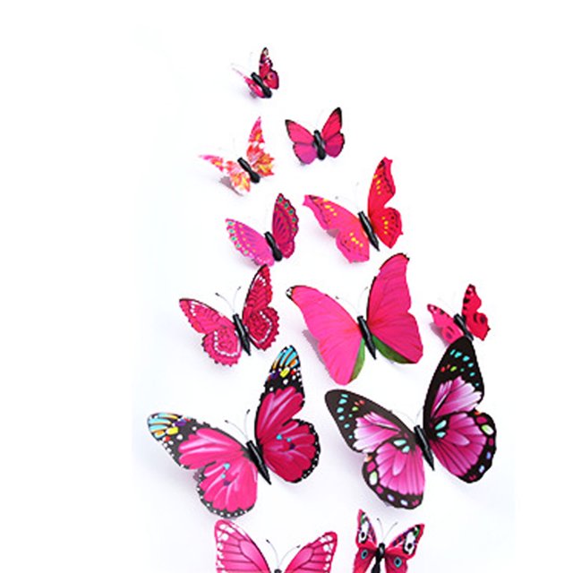 serony 12Pcs 3D DIY Wall Stickers PVC Kid Room Decal Home Decoration Decor purple 1Set