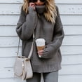 thumbnail image 2 of IROINID Women's Turtleneck Pullover Sweater Solid Color Loose Mid-Length Long Sleeve Thick Line Sweater, 2 of 7