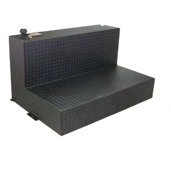 RDS Tanks Liquid Transfer Tank 70388PC DOT Approved; Gasoline or Diesel; 95 Gallon Capacity; L-Shape; Powder Coated Diamond Tread; Black; Aluminum