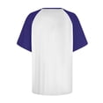 thumbnail image 4 of Womens Summer Raglan T-Shirts Color Block Plus Size Baseball Tees Casual Short Sleeve Loose Pullover Dark Blue, S, 4 of 5