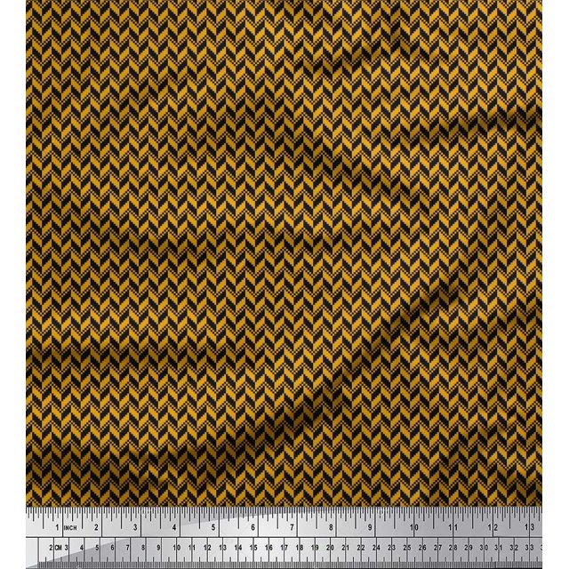 Soimoi Modal Satin Fabric Herringbone Small Printed Craft Fabric by The Yard 42 Inch Wide