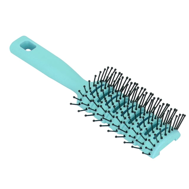Detangling Hair Brush with Rounded Nylon Teeth, Hollow Back Design, Curved Body, Non Slip Handle, Hanging Hole for Hair Care