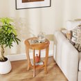 thumbnail image 3 of Costway 2 PCS 2-Tier End Table 18" Round Compact Sofa Side Nightstand with Storage Shelf Light Brown, 3 of 9
