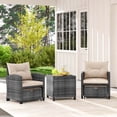 thumbnail image 4 of Costway 5 PCS Patio Rattan Furniture with 2 Ottomans & Tempered Glass Coffee Table Beige, 4 of 10