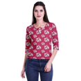 thumbnail image 4 of Moomaya Printed Keyhole Neck Ring Top Casual 3/4th Sleeve Tees Tank Tunic Top, 4 of 5