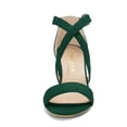 thumbnail image 2 of BLISSFUL STEP Sandales à Talon Bloc à Bride Cheville Croisée pour Femmes Vert (Taille 5), 2 of 7