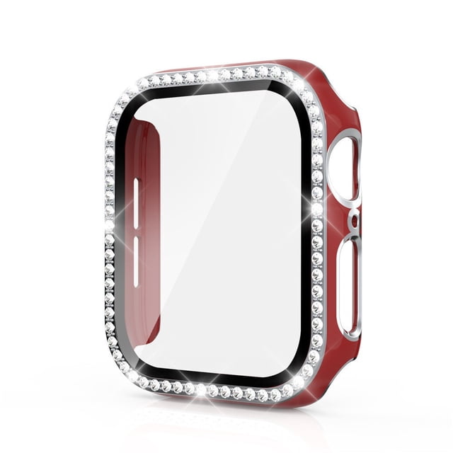 Apple Watch Case with Tempered Glass Screen Protector for Apple Watch 44mm Series 6/5/4/SE, Bling Crystal Diamond Rhinestone Ultra-Thin Bumper Full Cover Protective Case for Women Girls iWatch