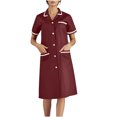 thumbnail image 2 of Tidyack,Exclusive Offers,Nurse Lapel Dress, Solid Color Work Dress, Pockets + Button Splicing, Midi Length, For Healthcare Staff, Professional Work Attire, Cotton Blend, Clean Cut, Daily Uniform, 2 of 6