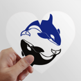 thumbnail image 1 of Whale Symmetric Swaying Combination Heart Vinyl Sticker Bicycle Bottle Decal, 1 of 3