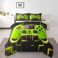 thumbnail image 1 of Yellow Gaming Comforter Set - Gamer Comforter Boys Twin Bedding Sets for Boys, Neon Lights Abstract Geometry Design Gamer Room Decor for Boys, 1 of 5