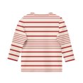 thumbnail image 2 of ShomPort Boys Girls T-Shirts 3/4 Sleeve Stripe Pattern Round Collared Lightweight Undershirt Cozy Soft Pullover Basic Layer Tees Tops, 2 of 4