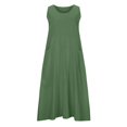 thumbnail image 4 of CHOK Robes Décontractées pour Femmes Couleur Unie Sans Manches Coton Lin Poches Longue Robe Dames Plage Été Robes, 4 of 8