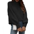 thumbnail image 1 of Qertyioot Chandails Surdimensionnés pour Femmes Col Roulé Mode Uni Manches Longues Col Roulé Chandail Décontracté Hauts, 1 of 6
