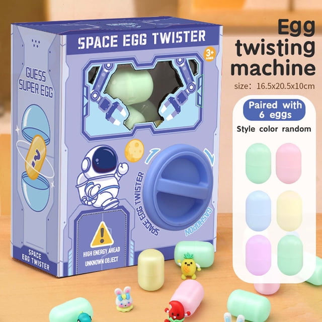 Blue Kids Gashapon Machine Toy, Surprise Mini Box Dispenser With 6 Random Capsules, For Party Fun