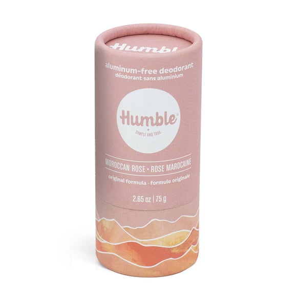 HUMBLE BRANDS Original Formula, Plastic-Free, Aluminum-free Deodorant Long Lasting Odor Control with Baking Soda and Essential Oils, Moroccan Rose