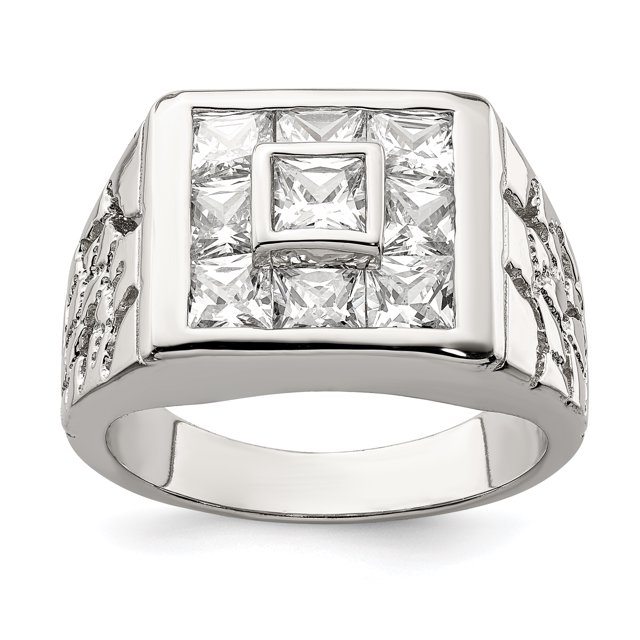 925 Sterling Silver Men's Cubic Zirconia Ring
