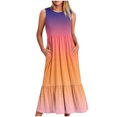 thumbnail image 2 of 2024 Longues Robes Maxi à Bretelles Spaghetti pour Femmes Été, Robes Maxi Dégradées Sans Manches pour Femmes Grande Taille, Robes d'Été Décontractées à Col Rond pour la Plage Robe Évasée, Robe Maxi Fluide à Étages pour Femmes, 2 of 5
