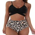 thumbnail image 1 of Female Two-Piece Bathing Suit  Spaghetti Strap Bikini Tops Leopard Print Bikini Panties Swimsuits Yellow L, 1 of 6