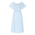 thumbnail image 4 of Économies d'Été Liquidation 2025 Bovxnpu Robe d'Été pour Femmes, Robes Maxi Décontractées Boho Plage, Mode Femmes Robe d'Été Décontractée Col Carré Manches Courtes Robe Unie P, 4 of 4