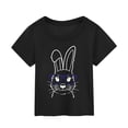 thumbnail image 1 of PMVFHDE T-Shirt Imprimé Lapin de Pâques pour Filles - Mignon Col Rond Manches Courtes pour Printemps Vacances, Fête de Pâques & Tenues Décontractées (Doux & Confortable) Noir, 1-2 Ans, 1 of 3