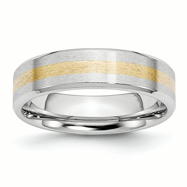 Cobalt 14k Gold Inlay Satin and Polished 6mm Band Size 11