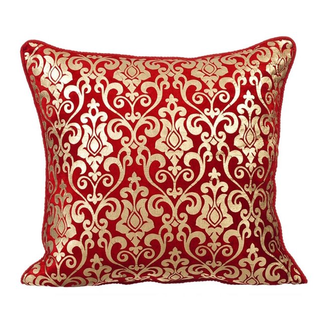 Housse de Coussin Personnalisée, Housse de Coussin Décorative Rouge, Taie d'Oreiller en Velours Imprimé Damassé, Housse de Coussin 20x20 Pouces (50x50 cm), Housse de Coussin Décorative Florale, Velours Carré - Rouge Festif