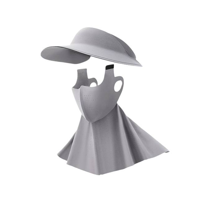 jinwen Sun Hat Face Cover Cap Earloop Women for Sightseeing Outdoor Activities Work Light Gray