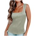 thumbnail image 1 of Timegard Tank Tops for Women Square Neck Solid Color Comfy Slim Casual Sleeveless Shirts Tops Basic Tee, 1 of 6