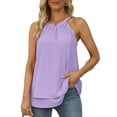 thumbnail image 1 of EGNMCR Camisoles pour Femmes Chemisier pour Femmes Camisoles Été Col Montant Sans Manches Hauts en Chiffon, 1 of 7