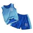 thumbnail image 1 of MIASHUI Boys Loose Athletic Short Sleeve Shirt and Active Mesh Shorts Set,Blue,2-3 Years, 1 of 1