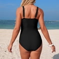thumbnail image 3 of Jovati One-Piece Swimsuit for Women, V-Neck Padded Tankini with Adjustable Straps, Ruched Tummy Control, Nylon Spandex Blend, Solid Color, Beach Pool Wear, 3 of 6