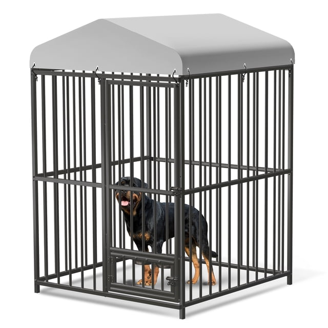 Kojooin 4x4x6FT Outdoor Dog Kennel with Lock & Waterproof Roof