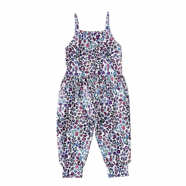 Birdeem Combinaison Courte d'Été pour Filles Enfants, Imprimée, à Bretelles, Sans Manches, Dos Nu