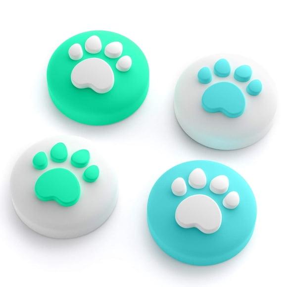 Cat Claw Design Thumb Grip Caps, Joystick Cap for Nintendo Switch & Lite, Soft Silicone Cover for Joy-Con Controller (Blue & Green)