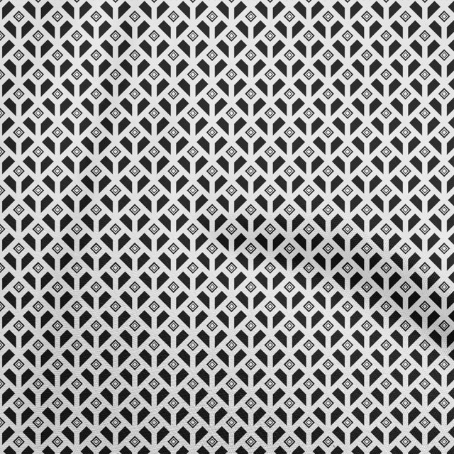 oneOone Velvet White Fabric Geometrical Craft Projects Decor Fabric Printed By The Yard 58 Inch Wide