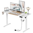thumbnail image 1 of GUANITO Bureau Debout Électrique Réglable de 55 Pouces, Grand Espace de Travail avec 2 Crochets, Bureau Ergonomique Assis-Debout, Résistant aux Rayures et Imperméable, Bureau à Hauteur Réglable pour le Travail et la Maison, Beige, 1 of 7
