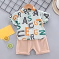 thumbnail image 1 of LSLJS Toddler Kids Baby Boy Casual Letter Print Short-sleeved Shorts Clothes Set, 1 of 5