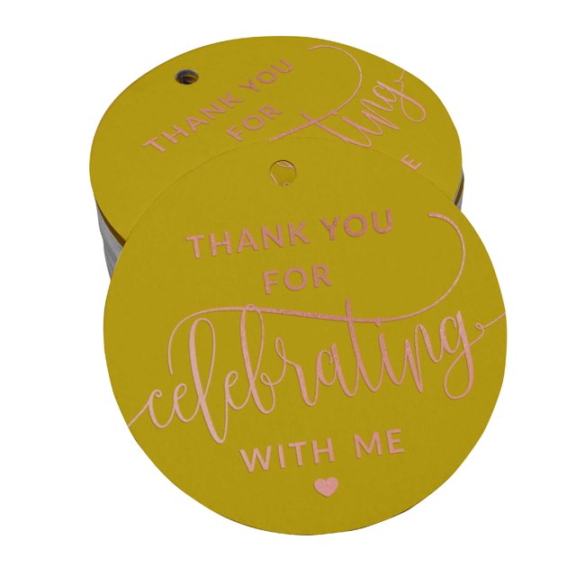 Inkdotpot Thank You For Celebrating With Me Birthday Bottle Tag Real Rose Gold Foil Favor Hang Tags Pack Of 100