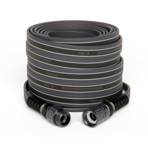 FITT Force Pro Water Hose Lightweight Ultra Flexible Durable Kink-Free Heavy-Duty Commercial Grade Flat Garden Hose Grey and Blue 25-Feet x 5/8-Inch