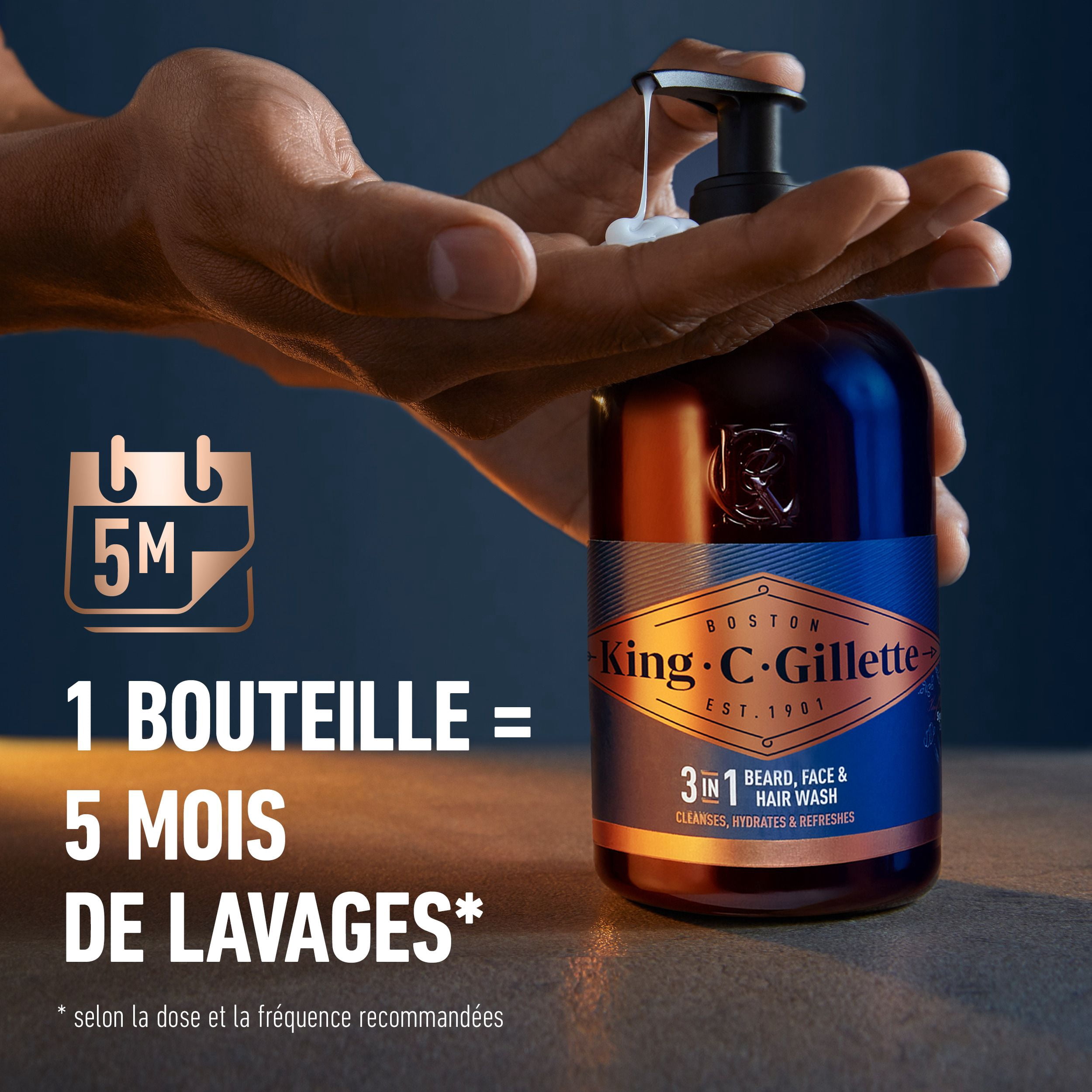 King C. Gillette 3in1 Beard, Face & Hair Wash with King C. Gillette Signature Scent