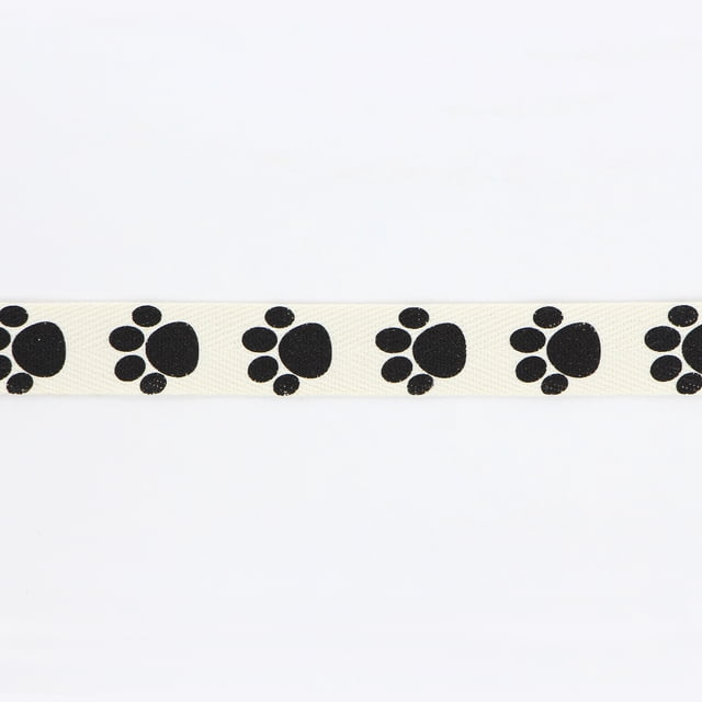 UNIQUE CREATIV, Ribbon, Printed Twill, Dog, Paw, 15mm × 5.4m (0.6" × 18ft)