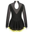 thumbnail image 2 of Sholeno Robe de Patinage Artistique pour Filles, Brillante avec Strass, Manches Longues, Dos Ajouré, Justaucorps de Ballet, Tenue de Danse, Jaune, 10, 2 of 7