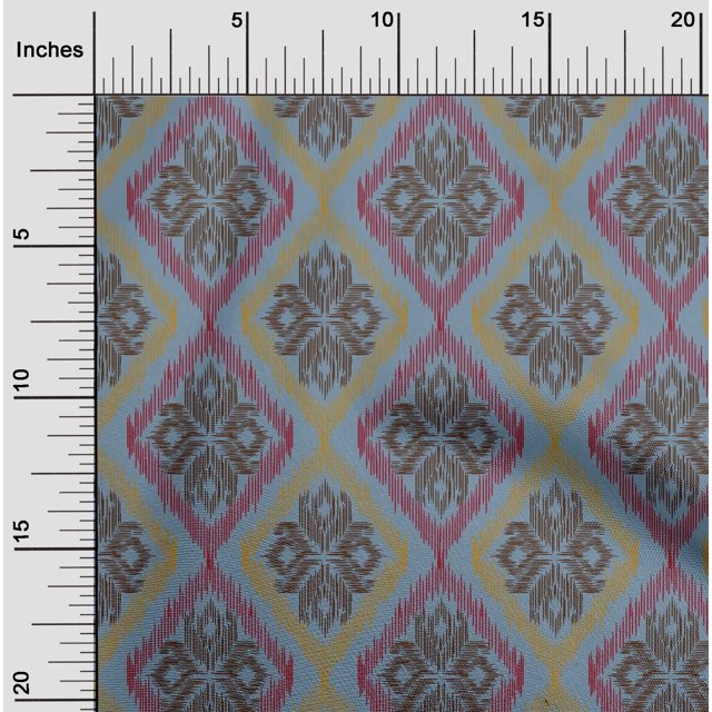 oneOone Polyester Lycra Fabric Argyle Ikat Printed Fabric 1 Yard 56 Inch Wide