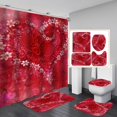 thumbnail image 4 of Valentine's Day 3D Digital Printing Shower Curtain 4-piece Set For Home / Hotel / Party Decoration, 4 of 5