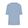 thumbnail image 5 of Penkiiy T-Shirts à Manches Courtes à Blocs de Couleur Rayés pour Femmes, Col Rond, Décontractés, Amples, Chandails à Enfiler, Hauts d'Été, Tee-Shirt, m Bleu, 5 of 5