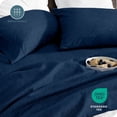 thumbnail image 4 of Bare Home Premium 1800 Collection 4-Piece Bed Sheet Set, Full-XL, Heathered Dark Blue, 4 of 7