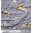 thumbnail image 1 of Soimoi Rayon Crepe Fabric Leaves,Moth & Magnolia Floral Print Fabric by the Yard 46 Inch Wide, 1 of 3