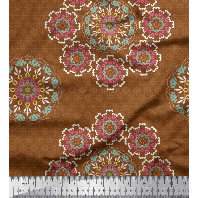 Soimoi Moss Georgette Fabric Mandala Decorative Print Fabric by Yard 42 Inch Wide