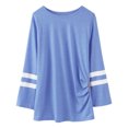 thumbnail image 2 of WEAIXIMIUNG Chemise à Phrase pour Enfants Petites Filles Tunique Col Rond Couleur Unie Manches Longues Rayée Confortable Décontractée avec Boutons Latéraux Blouse T-Shirt 8-9 Ans, 2 of 7