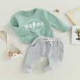 thumbnail image 3 of Baby Boys Pants Set  Long Sleeve Crew Neck Letters Print Sweatshirt with Elastic Waist Sweatpants Infant Clothes, 3 of 7